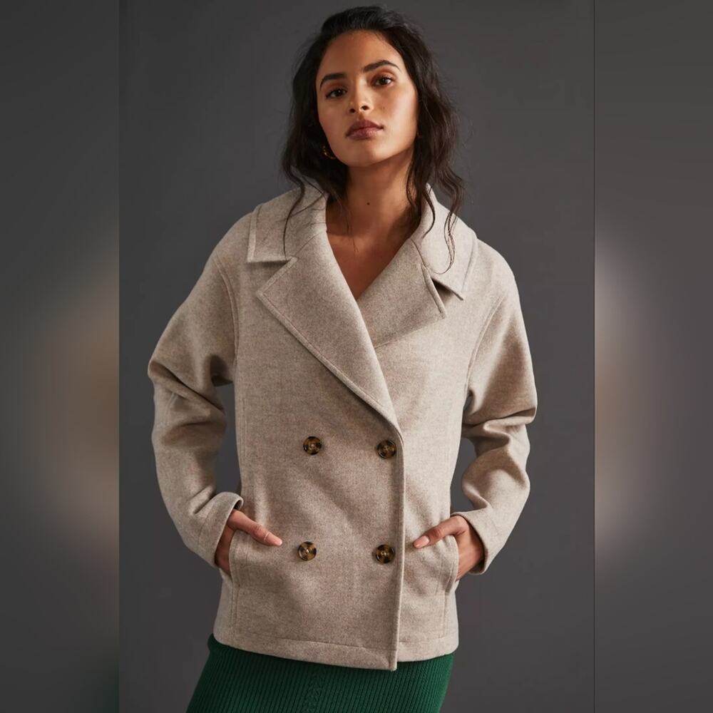 Avec Les Filles Sailor Pea Coat Oatmeal L